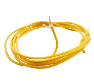 1 meter tygklädd  vintage kabel gul