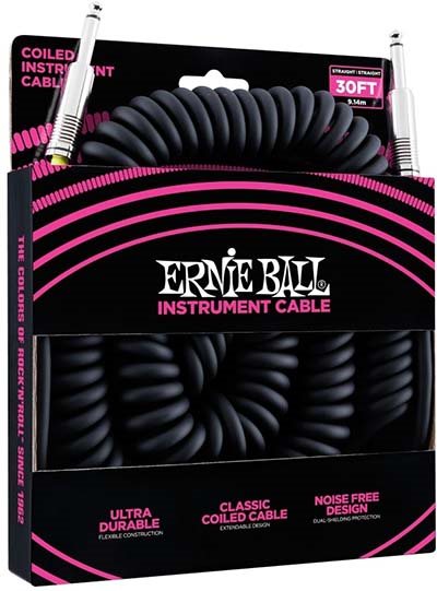 Ernie Ball svart spiralkabel 9m