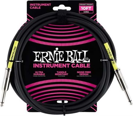 Ernie Ball instrumentkabel svart 3m